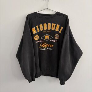 Missouri Tigers Galt Crew Sweatshirt Mens XL Faded Black Vintage College Crew
